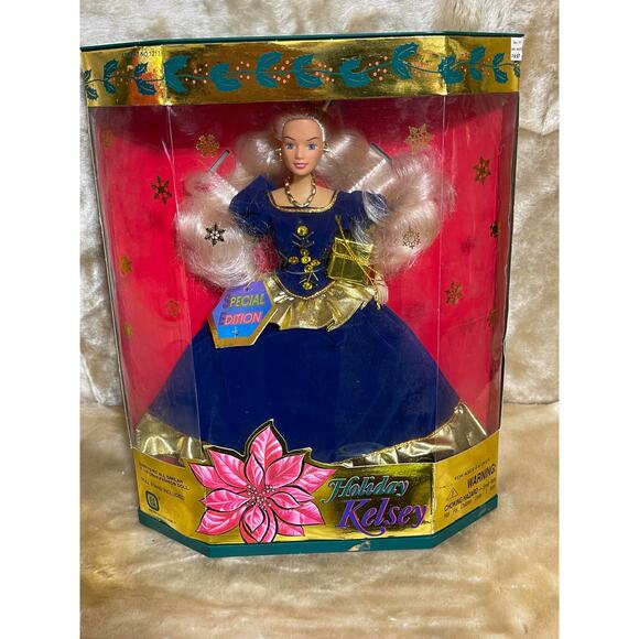 Barbie Holiday Kelsey Special Edition Doll 1996 Blonde Blue Gown NEW Rare - Picture 4 of 9